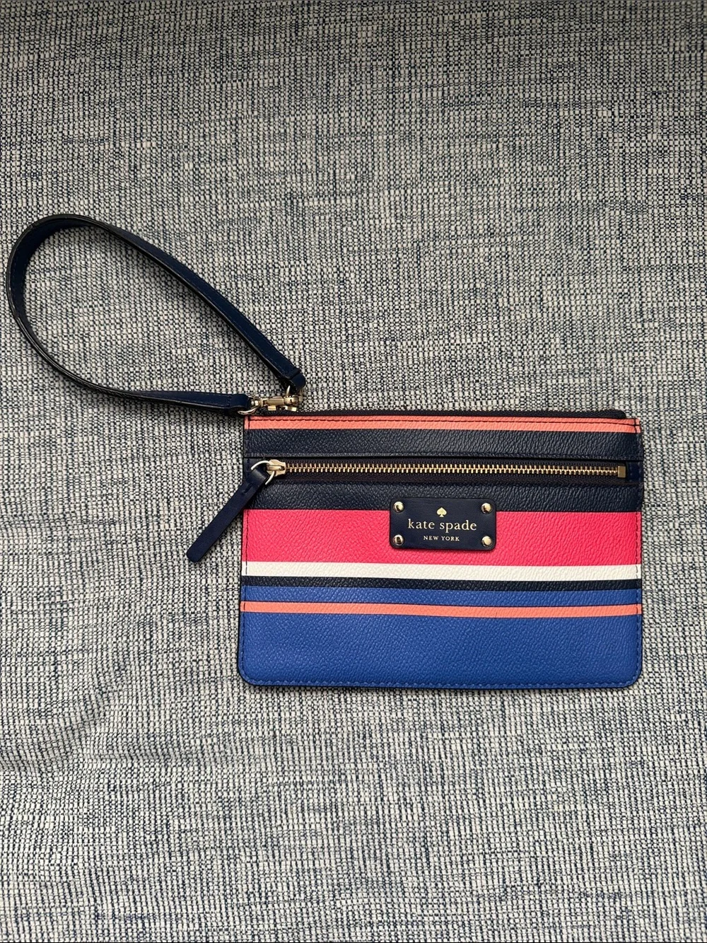 kate spade Navy, Pink & Blue Striped Wristlet